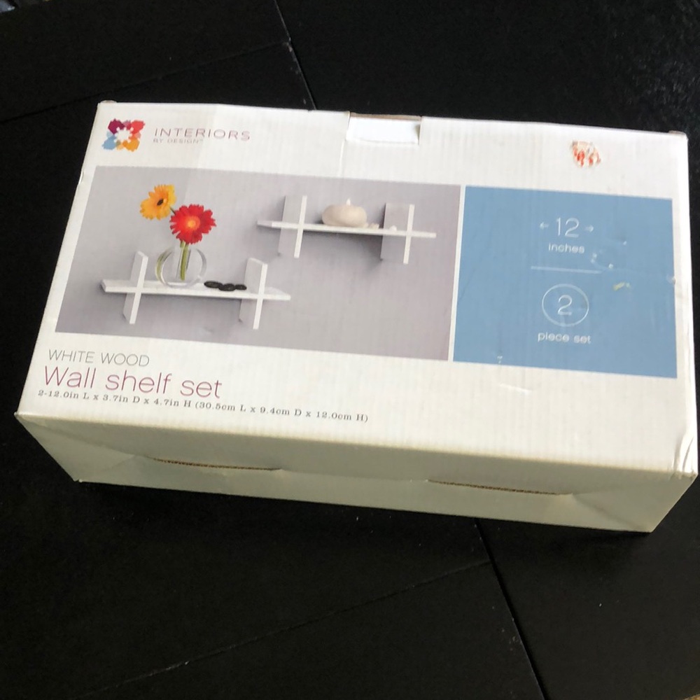 Interiors by Design White Wood Wall Shelf Set